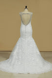 2024 Open Back Straps Mermaid Wedding Dresses With PJZP412C