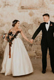 Simple Ivory Sleeveless Beach Wedding Dress Floor Length Satin Spaghetti Straps Bridal STFPC6KYY8G