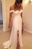2024 Off The Shoulder Wedding Dresses A Line Chiffon With Ruffles P434144S