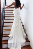 Princess Spaghetti Straps Backless V Neck Mermaid Wedding Dresses Bridal Dresses STF15306