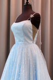 Charming A Line Spaghetti Straps Tulle Prom Dresses With Stars Dance STFP8AGEYHP
