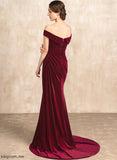 Dress Sweep Ruffle of Train Velvet Off-the-Shoulder the With Teresa Trumpet/Mermaid Bride Mother Mother of the Bride Dresses