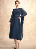 of A-Line Neck Tea-Length Scoop Mother Chiffon With the Bride Maribel Beading Mother of the Bride Dresses Dress Sequins