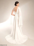 With A-Line Dress Wedding Dresses V-neck Sequins Court Claudia Train Wedding