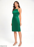 Bow(s) Ruffle Dress Neckline With A-Line Satin Knee-Length Iris Cocktail Square Cocktail Dresses