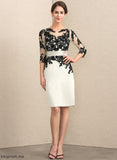 Mother Neck Knee-Length Sheath/Column Scoop the Zara Dress Satin Sequins With Mother of the Bride Dresses Bride Beading of Lace