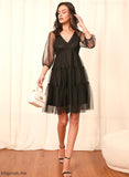 Mini Logan Sleeves Dresses Club Dresses Elegant 3/4 Tulle V-Neck A-line