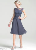 Bride the Dress Mother With of Beading Mother of the Bride Dresses A-Line Chiffon Scoop Sequins Knee-Length Neck Yareli