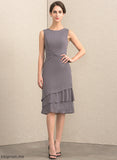 Hedda Chiffon Neck Knee-Length Cascading Dress Mother of the Bride Dresses Mother Bride Ruffles Scoop the A-Line of With