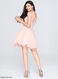 Lace Off-the-Shoulder Short/Mini Dress Homecoming Dresses Chiffon Beading Homecoming A-Line Frederica With