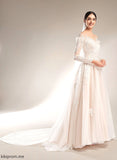 Wedding Lace Court Sequins Wedding Dresses Amira Train Ball-Gown/Princess Off-the-Shoulder With Tulle Dress