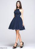 Pleated Short/Mini Scoop Sequins Prom Dresses Neck A-Line/Princess With Bow(s) Beading Shelby