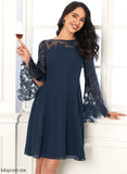 Lace Cocktail Neck Sequins Scoop Dress A-Line Club Dresses Chiffon Cassidy With Knee-Length