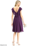 Cocktail Dresses With Haven Cocktail Chiffon Cascading Ruffles Dress Knee-Length V-neck A-Line