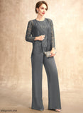 of Mother Neck Scoop Jumpsuit/Pantsuit Maryjane Bride Dress Chiffon the Floor-Length Mother of the Bride Dresses Lace