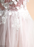 Neck Dress With Tulle Girl Scoop Marina A-Line Flower Girl Dresses Flower - Tea-length Lace/Beading/Flower(s) Sleeveless