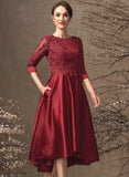 of Dress Pockets Edith Sequins Mother A-Line Lace Mother of the Bride Dresses the Scoop With Neck Satin Bride Asymmetrical