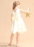 Flower Dress With Knee-length Jayden V-neck Bow(s) Flower Girl Dresses Sleeveless Tulle - A-Line Girl
