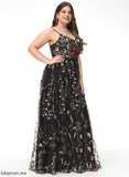 V-neck Beading Prom Dresses Kamila With Lace Floor-Length A-Line