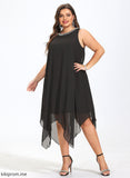 Cocktail Dresses Beading Dress Chiffon With Neck Evangeline A-Line Cocktail Scoop Asymmetrical