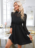 Mini Long Dresses Round Club Dresses Sleeves A-line Neck Elegant Polyester Emilee