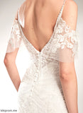 Lace V-neck Wedding Dresses Trumpet/Mermaid Wedding Dress Chapel Sequins Beading Train With Tulle Diana