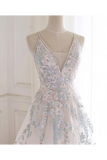 Beaded Spaghetti Strap Illusion V Neckline Wedding Dress With Colorful STFPH7CQTB3