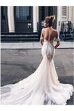 Charming Mermaid Sweetheart Backless Tulle Wedding Dresses With STFPH8491GT