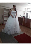 A Line Sweetheart Floor Length Cheap Tulle Wedding Dresses PZB521JB