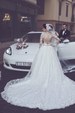A Line Round Neck Tulle Wedding Dresses With Appliques Wedding STFPYP3F2BA