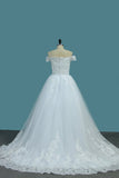 2024 Off The Shoulder A Line Wedding Dresses Tulle With PCLFK9QH