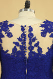 2024 Plus Size Mother Of The Bride Dresses Scoop 3/4 Length Sleeve Lace With Applique Dark Royal PGB7RQ6T