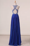 2024 Sexy Open Back Prom Dresses Scoop With Beading PSNS4G59