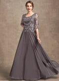 Neck the Hana Mother A-Line Mother of the Bride Dresses Chiffon Lace Beading Floor-Length Dress Bride Scoop of Sequins With