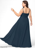 Ashley Floor-Length A-Line V-neck Prom Dresses With Chiffon Pleated