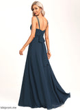 Neckline Embellishment A-Line Floor-Length V-neck Ruffle Length Fabric Silhouette Carmen A-Line/Princess Sleeveless Bridesmaid Dresses