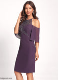 Cocktail Dress Shoulder Sequins Knee-Length Cold Campbell With Club Dresses Chiffon Lace Sheath/Column