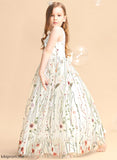 - Girl Sleeveless Flower(s)/Bow(s) Flower Girl Dresses Sofia Jacquard With V-neck A-Line Flower Dress Floor-length