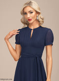 Dress Scoop Giselle Neck Tea-Length Chiffon Ruffle Cocktail Dresses With A-Line Cocktail