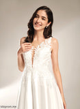 Wedding Dress Wedding Dresses V-neck Satin Lace Tea-Length A-Line Kali