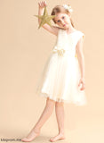 Flower Dress With Knee-length Jayden V-neck Bow(s) Flower Girl Dresses Sleeveless Tulle - A-Line Girl
