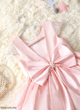 Scoop Dress Beading/Bow(s) Knee-length - Savanna Neck Sleeveless Satin/Lace Girl Flower Flower Girl Dresses Ball-Gown/Princess With