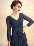 Mother Ruffle Bride Beading the Mother of the Bride Dresses Bow(s) Chiffon A-Line V-neck Dress With of Kit Asymmetrical