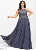 Lace Floor-Length Prom Dresses Sequins Keely A-Line With Scoop Chiffon