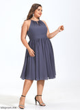Dress Scoop Chiffon With Kasey Cocktail Neck Cocktail Dresses A-Line Ruffle Knee-Length