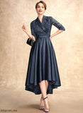 Lace Bride Pockets Mother of the Bride Dresses Kaitlyn Dress Satin V-neck With Asymmetrical A-Line of the Sequins Mother