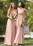 Pleated Fabric Floor-Length Silhouette Length A-Line Embellishment Neckline V-neck Selina Bridesmaid Dresses