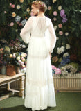 Wedding With Lace V-neck Sequins Floor-Length Dress Split Front Wedding Dresses Jacqueline A-Line