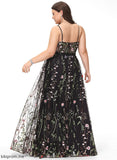 V-neck Beading Prom Dresses Kamila With Lace Floor-Length A-Line