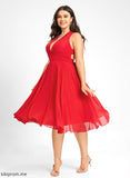 With Cocktail Cocktail Dresses Chiffon Crystal Ruffle Dress A-Line Bow(s) V-neck Knee-Length